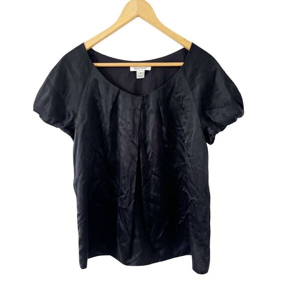 WHBM White House Black Market Black 100% Silk Scoop Neck Blouse - Picture 1 of 7